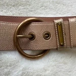 PRADA Leather belt rose gold pink with gold bronze buckle Prada | Accessories | Prada Leather Belt Rose Gold Pink With  main image 2